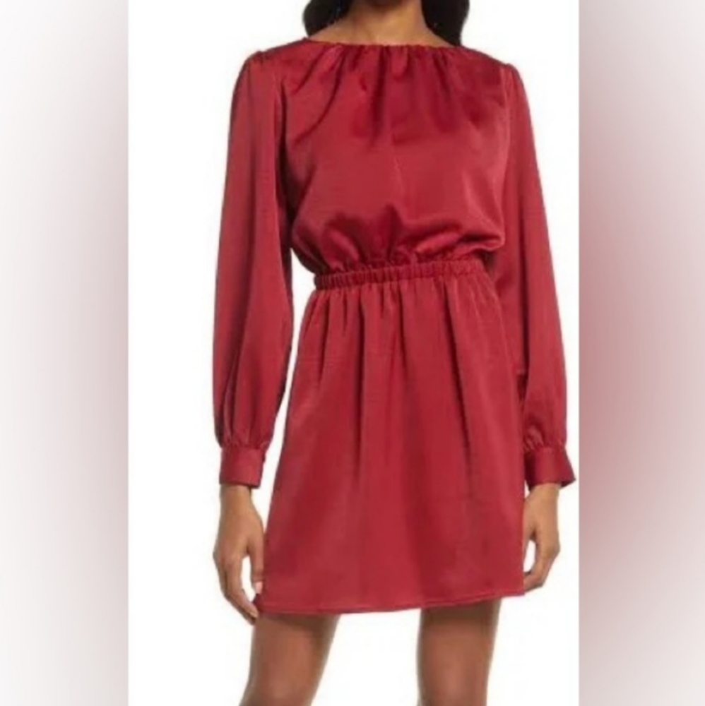 LOST + WANDER Emerald Eyes Long Sleeve Mini Dress Burgundy Size Small 2 - 4 NWT